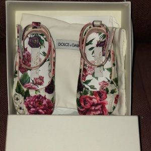 Dolce and Gabbana touch strap floral ballerinas